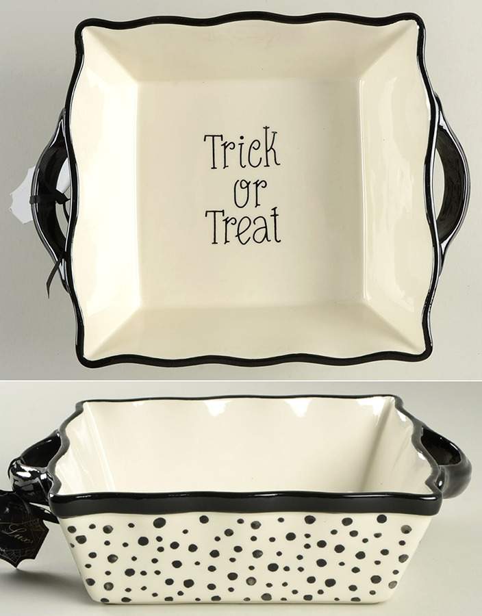 Halloween (Black Dots) 9" Square Baker by Grace's Teaware-1