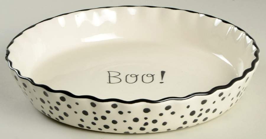 Halloween (Black Dots) 10" Pie Baking Plate by Grace's Teaware-1