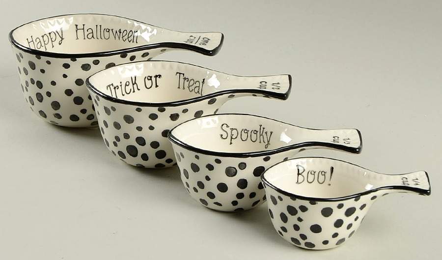 Halloween (Black Dots) Measuring Cup Set (1 Cup,1/2 Cup,1/3 Cup,1/4 Cup) by Grace's Teaware-1