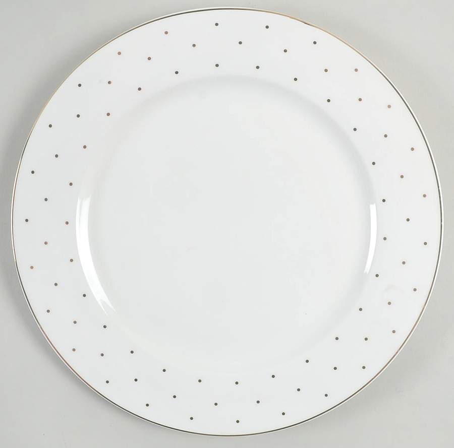 Polka Dots Metallic Gold Dinner Plate by Grace's Teaware-1