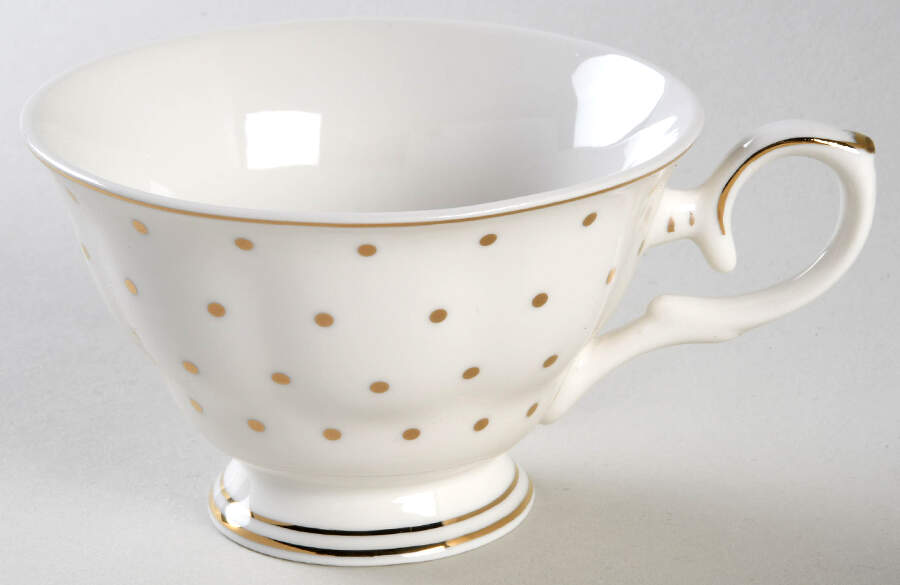 Polka Dots Metallic Gold Footed Cup by Grace's Teaware-1