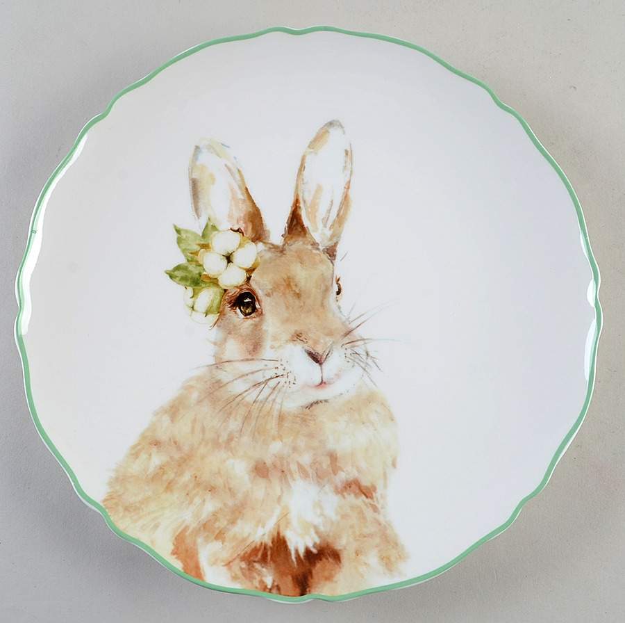 Polka Dot Bunny Dinner Plate by Grace's Teaware-1
