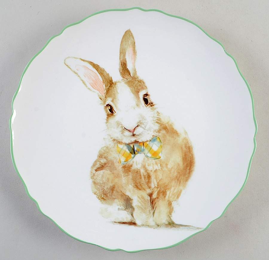 Polka Dot Bunny Dinner Plate by Grace's Teaware-1