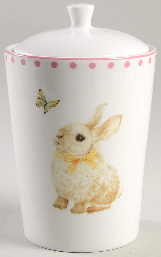 Polka Dot Bunny Medium Canister & Lid by Grace's Teaware-1