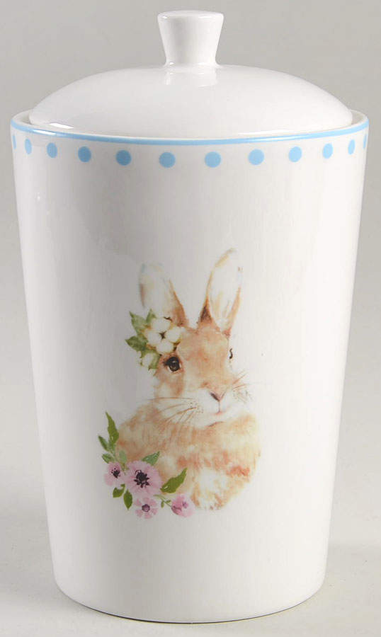 Polka Dot Bunny Large Canister & Lid by Grace's Teaware-1