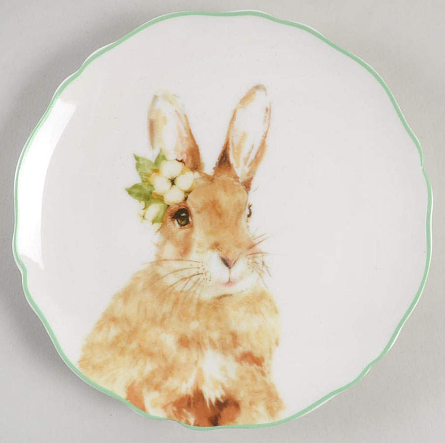 Polka Dot Bunny Appetizer Plate by Grace's Teaware-1