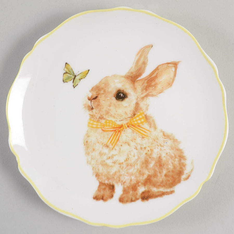 Polka Dot Bunny Appetizer Plate by Grace's Teaware-1
