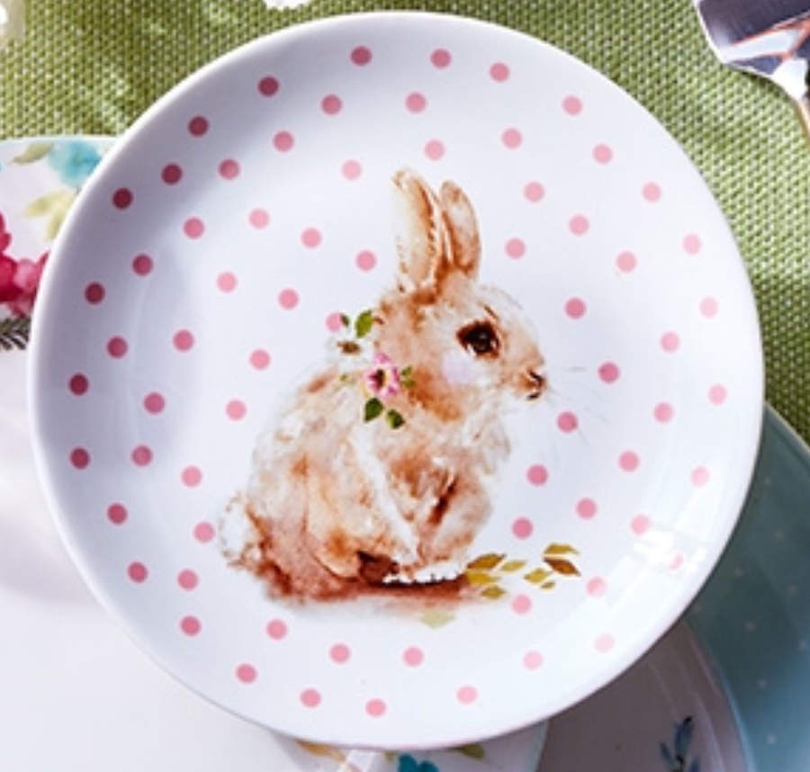 Polka Dot Bunny Salad Plate by Grace's Teaware-1