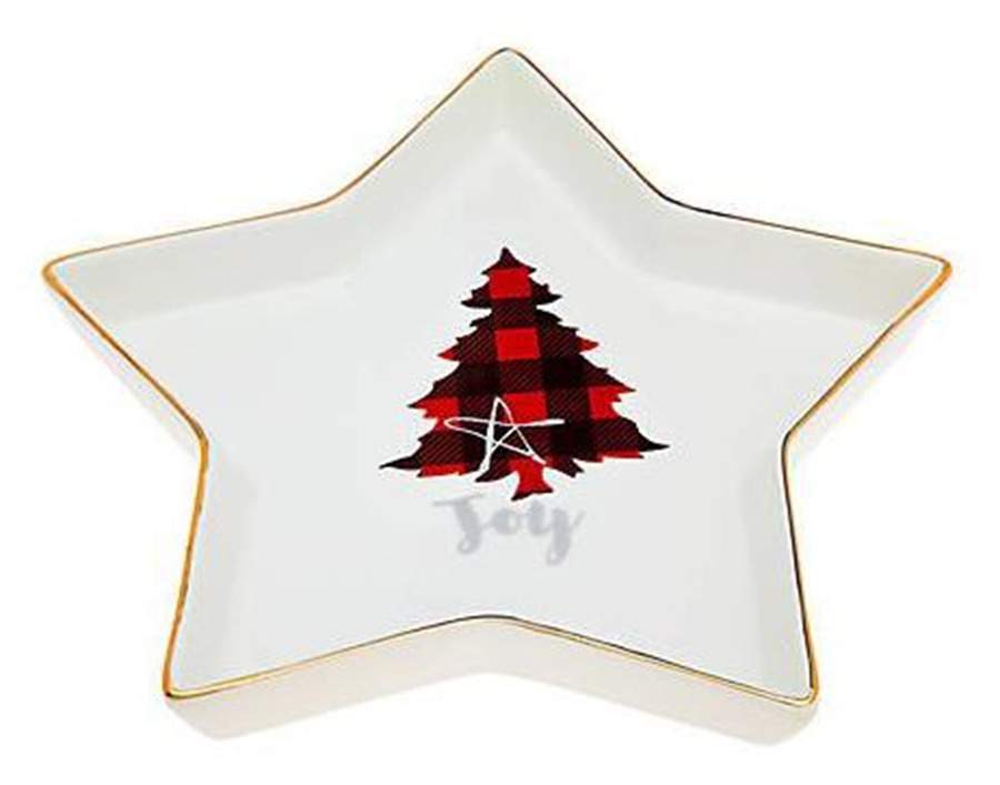 Holiday Plaid Star Shaped Dish by Godinger-1