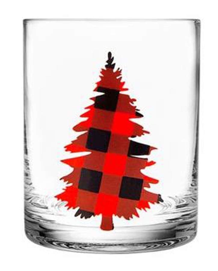 Holiday Plaid Glassware Double Old Fashioned by Godinger-1