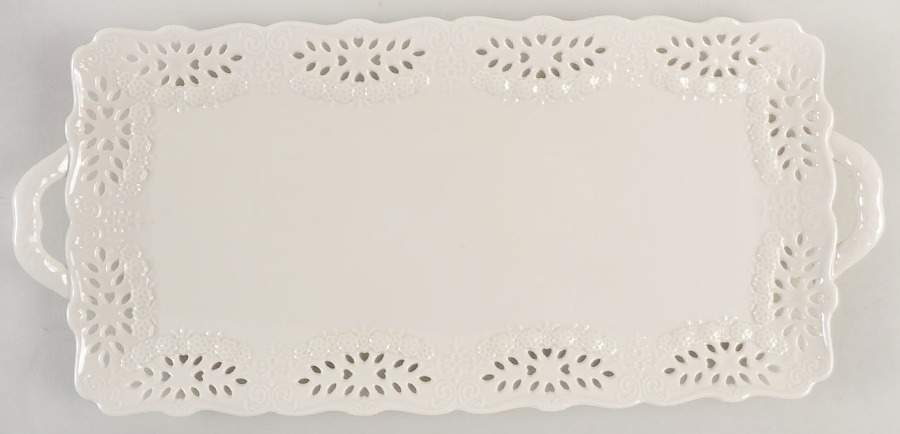 Victorian Lace 15" Rectangular Serving Platter by Grace's Teaware-1