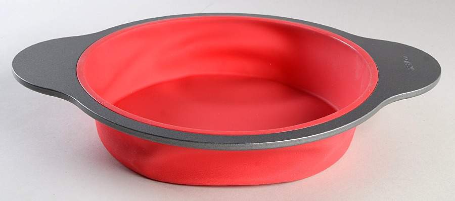 Cookware 9" Round Silicone Cake Pan W/ Metal Handles by Gorham-1