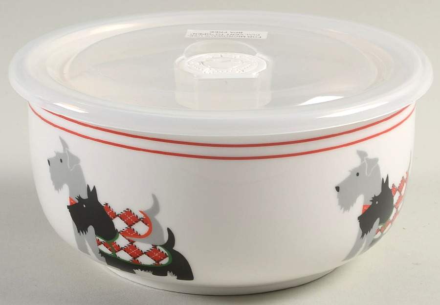 Scotty Dog Argyle 6" Round Food Storage Container & Plastic Lid by Grace's Teaware-1