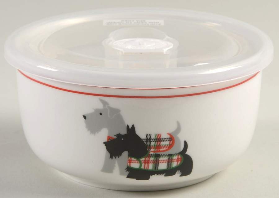 Scotty Dog Argyle 5" Round Food Storage Container & Plastic Lid by Grace's Teaware-1