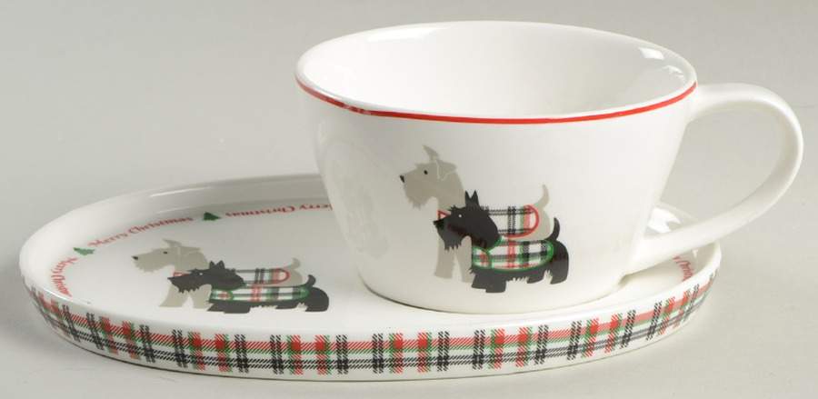 Scotty Dog Argyle Snack Plate & Cup Set by Grace's Teaware-1