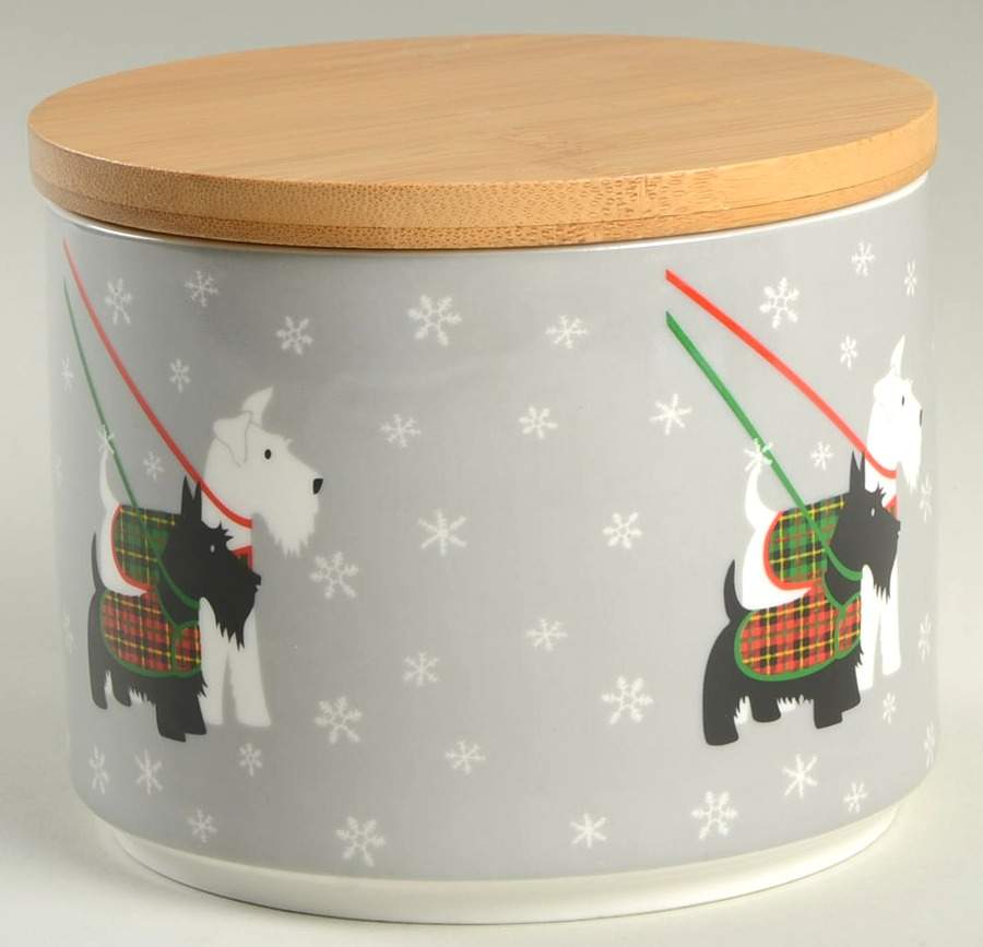 Scotty Dog Argyle Small Canister & Wood Lid by Grace's Teaware-1