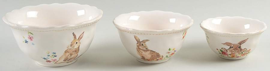 Brown Bunny (3 Piece) Nesting Bowl Set (4", 5", 6") by Grace's Teaware-1