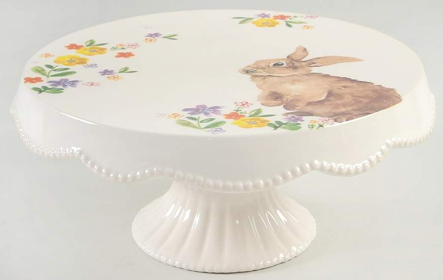 Brown Bunny 10" Diameter Pedestal Cake Stand by Grace's Teaware-1