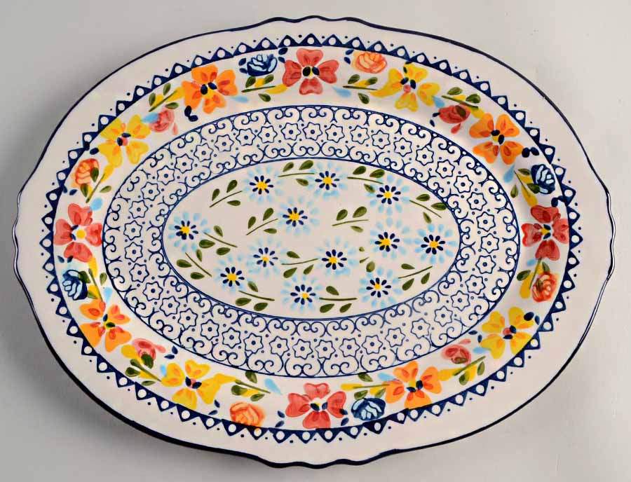 Luxembourg 14" Oval Serving Platter by Gibson Designs-1