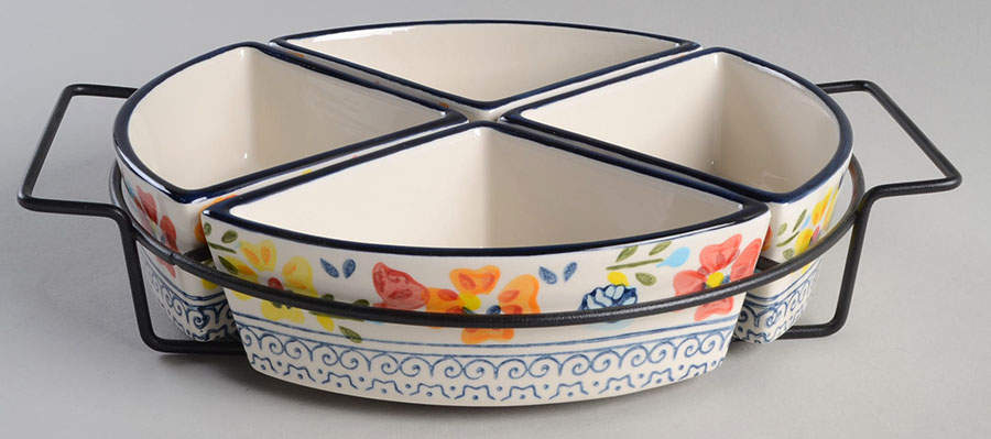 Luxembourg (4 Section) Round Server & Metal Stand by Gibson Designs-1