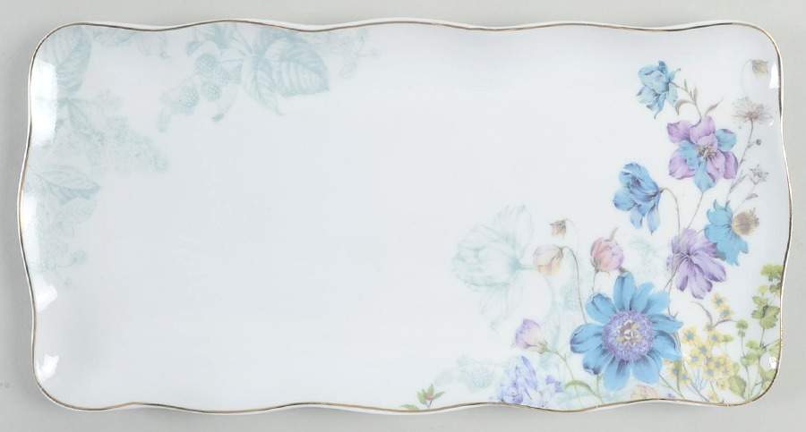 Blue Wild Floral 12" Rectangular Tray by Grace's Teaware-1