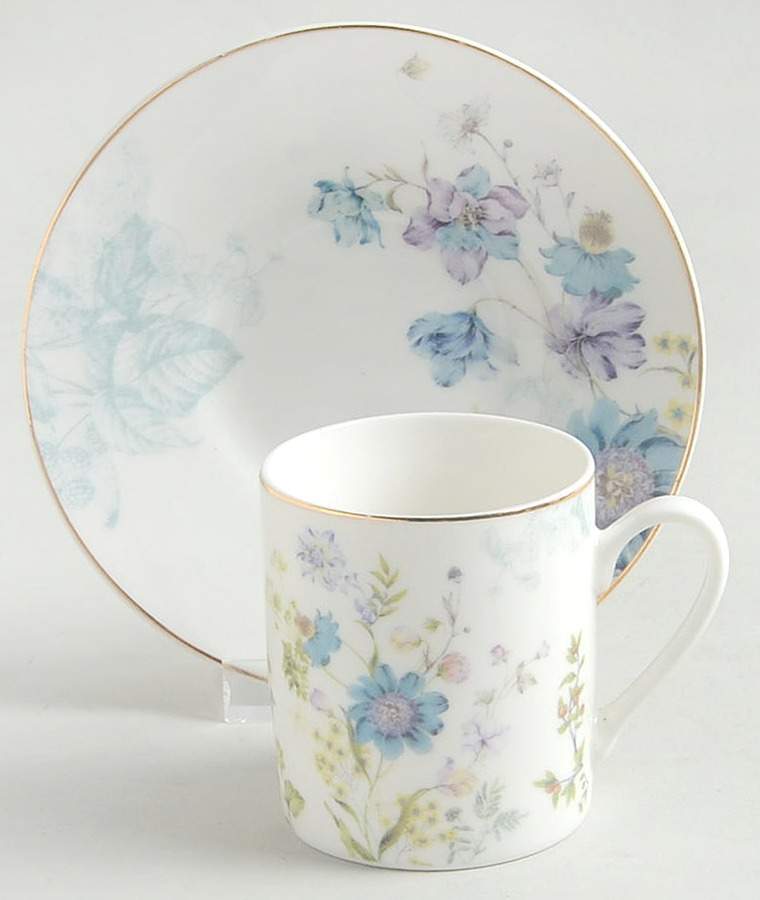 Blue Wild Floral Espresso Cup and Saucer Set by Grace's Teaware-1