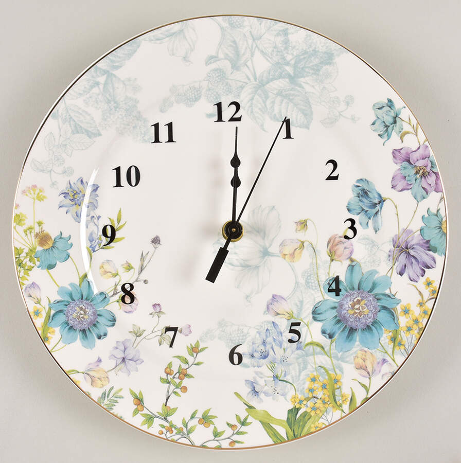 Blue Wild Floral 1-2" depth  Clock Plate HC by Grace's Teaware-1