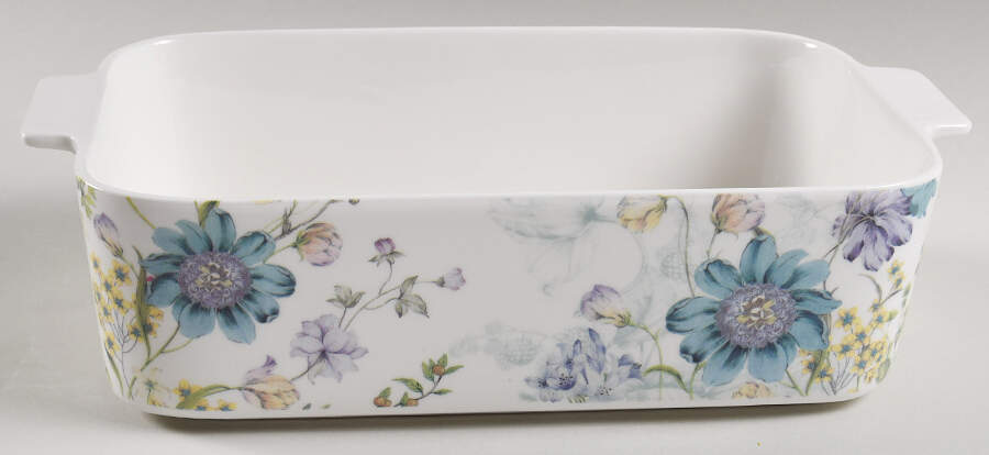 Blue Wild Floral Rectangular Baker No Lid by Grace's Teaware-1