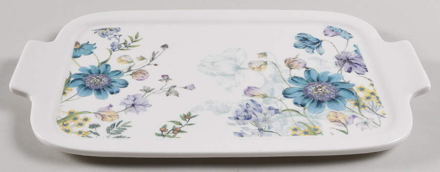 Blue Wild Floral Lid for Rectangular Baker by Grace's Teaware-1