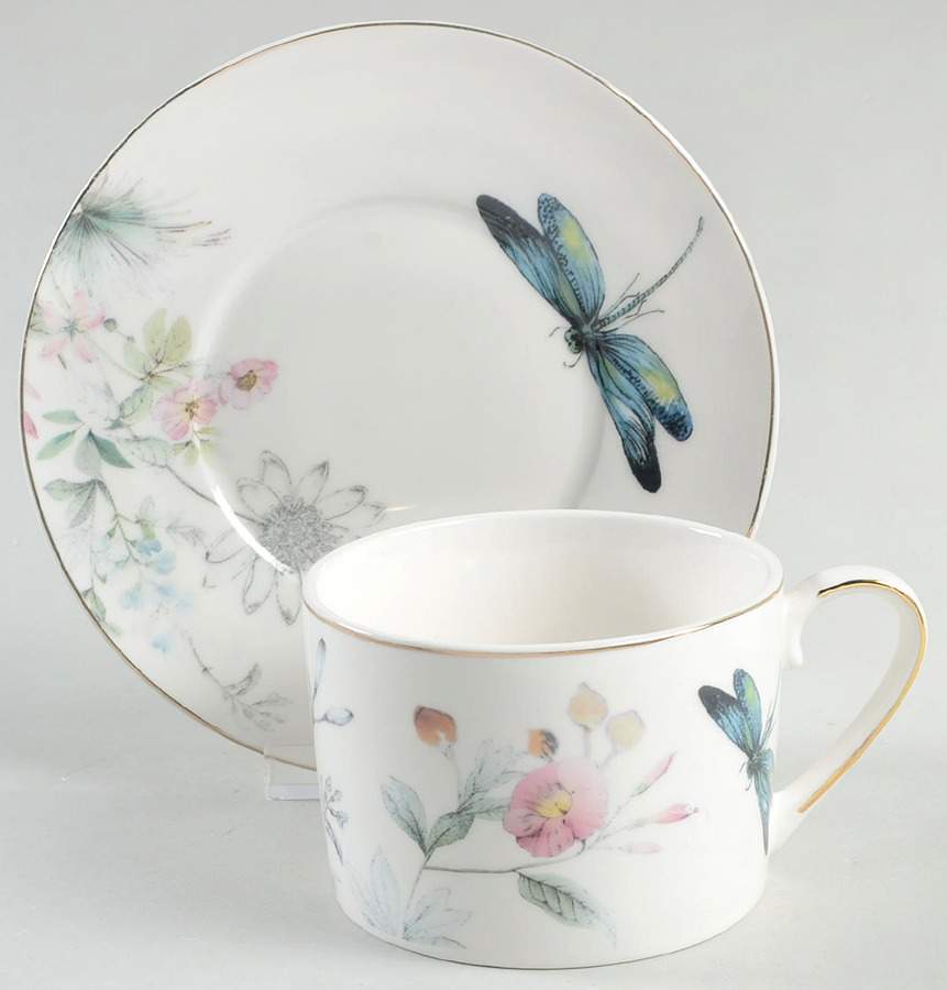 Dragonfly Flat Cup & Saucer Set by Grace's Teaware-1