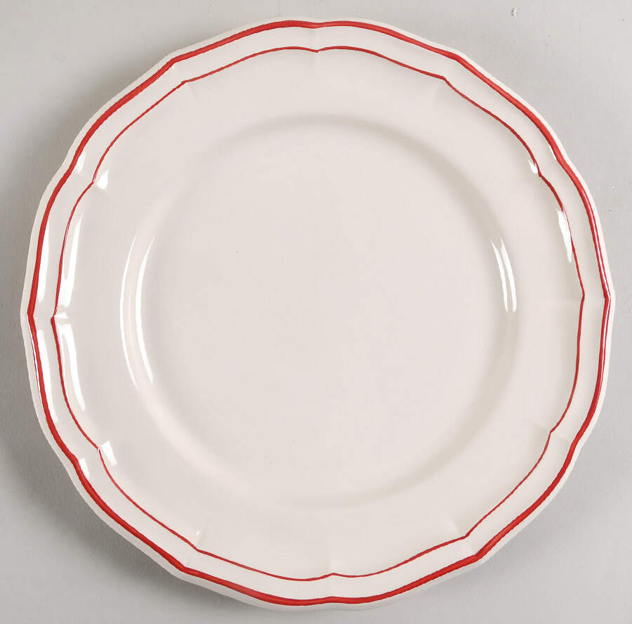 Filets Rouge (Red) Dinner Plate by Faiencerie De Gien-1