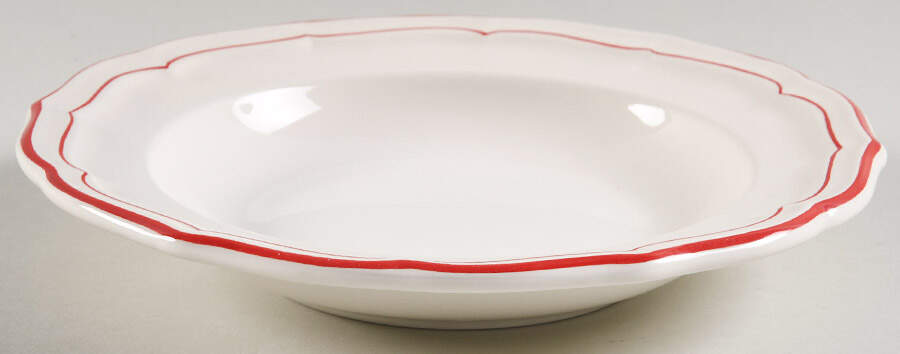 Filets Rouge (Red) Large Rim Soup Bowl by Faiencerie De Gien-1
