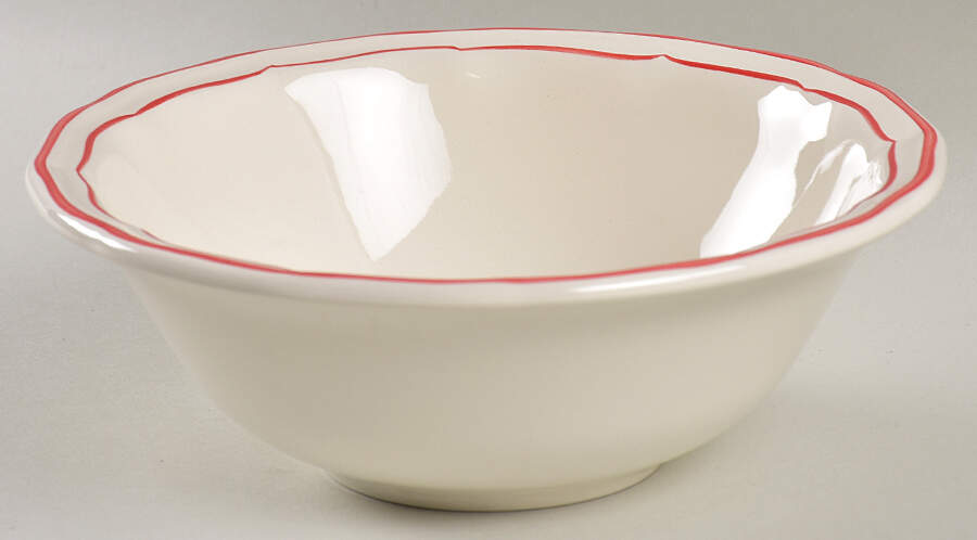 Filets Rouge (Red) Large Soup/Cereal Bowl by Faiencerie De Gien-1