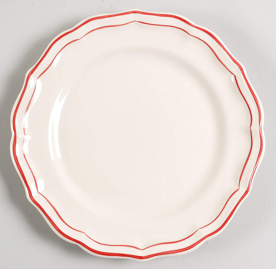 Filets Rouge (Red) Salad/Dessert Plate by Faiencerie De Gien-1