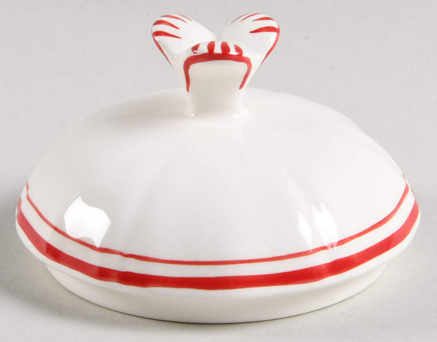 Filets Rouge (Red) Lid for Sugar Bowl by Faiencerie De Gien-1