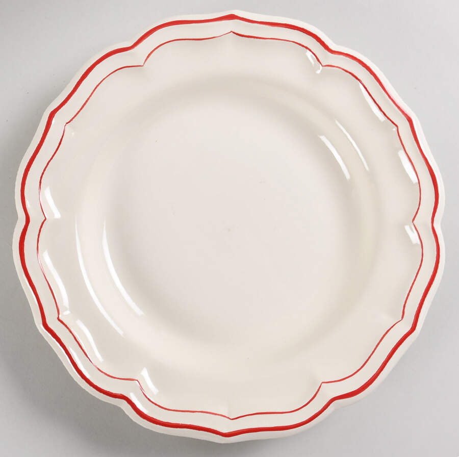 Filets Rouge (Red) 12" Chop Plate (Round Platter) by Faiencerie De Gien-1