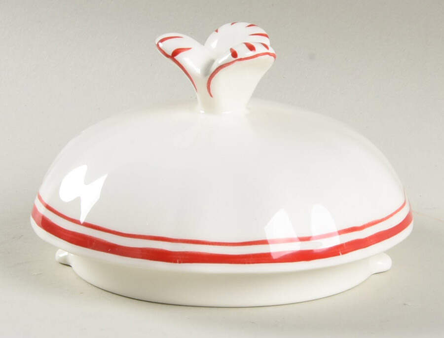 Filets Rouge (Red) Lid for Teapot by Faiencerie De Gien-1