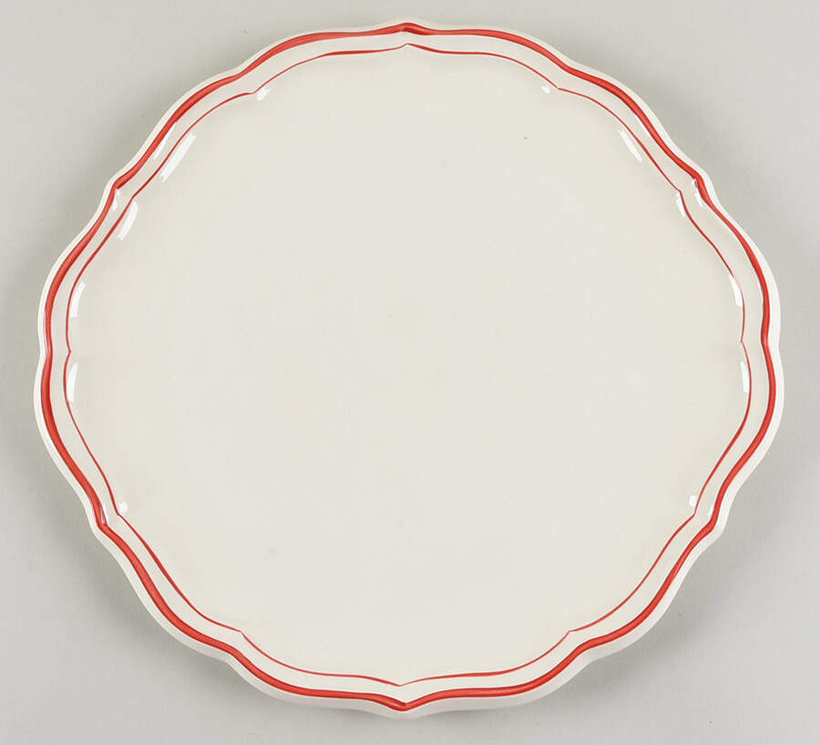 Filets Rouge (Red) Cake Plate by Faiencerie De Gien-1