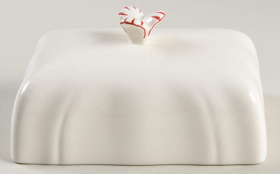Filets Rouge (Red) Lid for 1/4 Lb Butter by Faiencerie De Gien-1