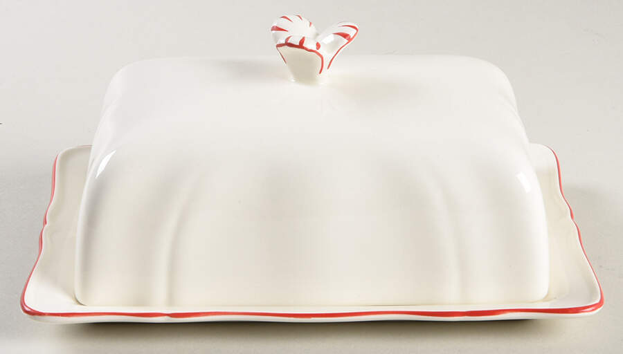 Filets Rouge (Red) 1/4 Lb Covered Butter by Faiencerie De Gien-1