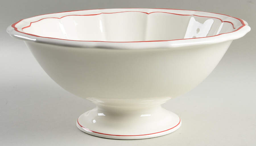 Filets Rouge (Red) 11" Round Vegetable Bowl by Faiencerie De Gien-1