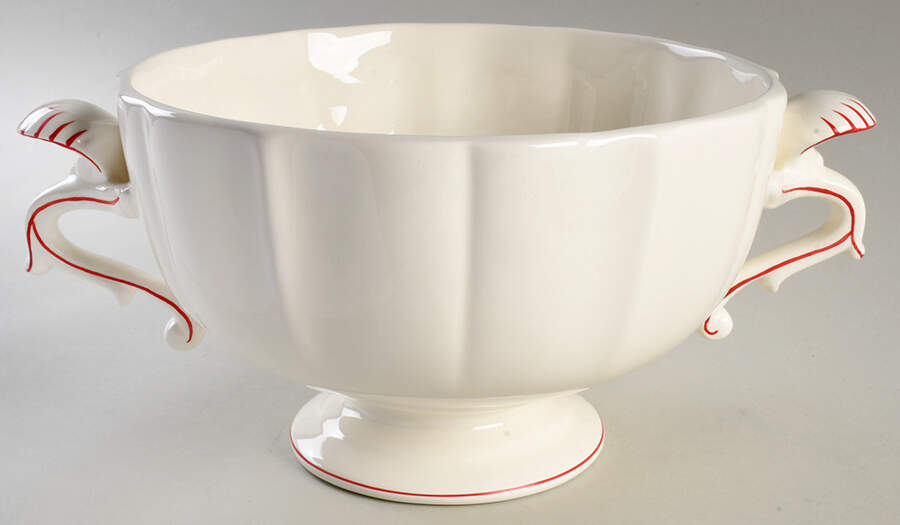 Filets Rouge (Red) Tureen No Lid by Faiencerie De Gien-1