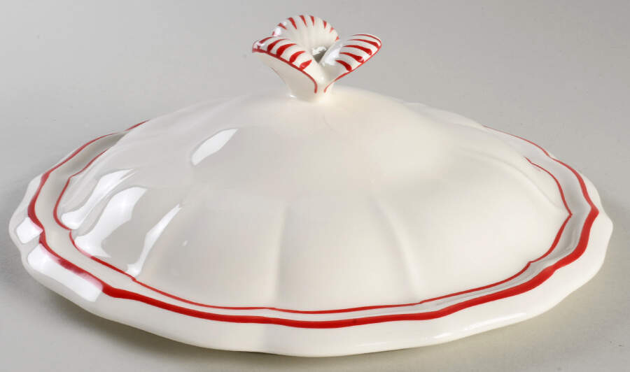 Filets Rouge (Red) Lid for Tureen by Faiencerie De Gien-1