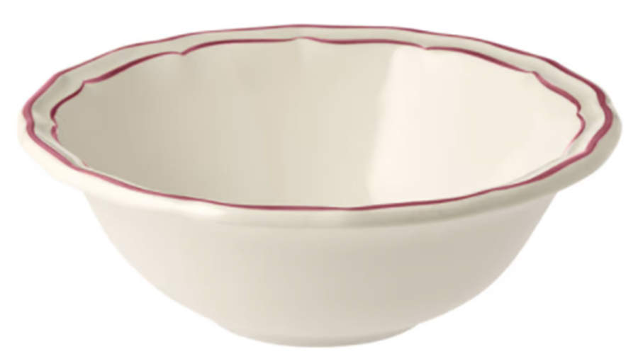 Filets Pivoine (Peony Pink) Large Soup/Cereal Bowl by Faiencerie De Gien-1