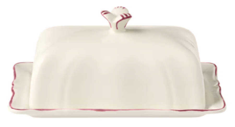 Filets Pivoine (Peony Pink) 1/4 Lb Covered Butter by Faiencerie De Gien-1