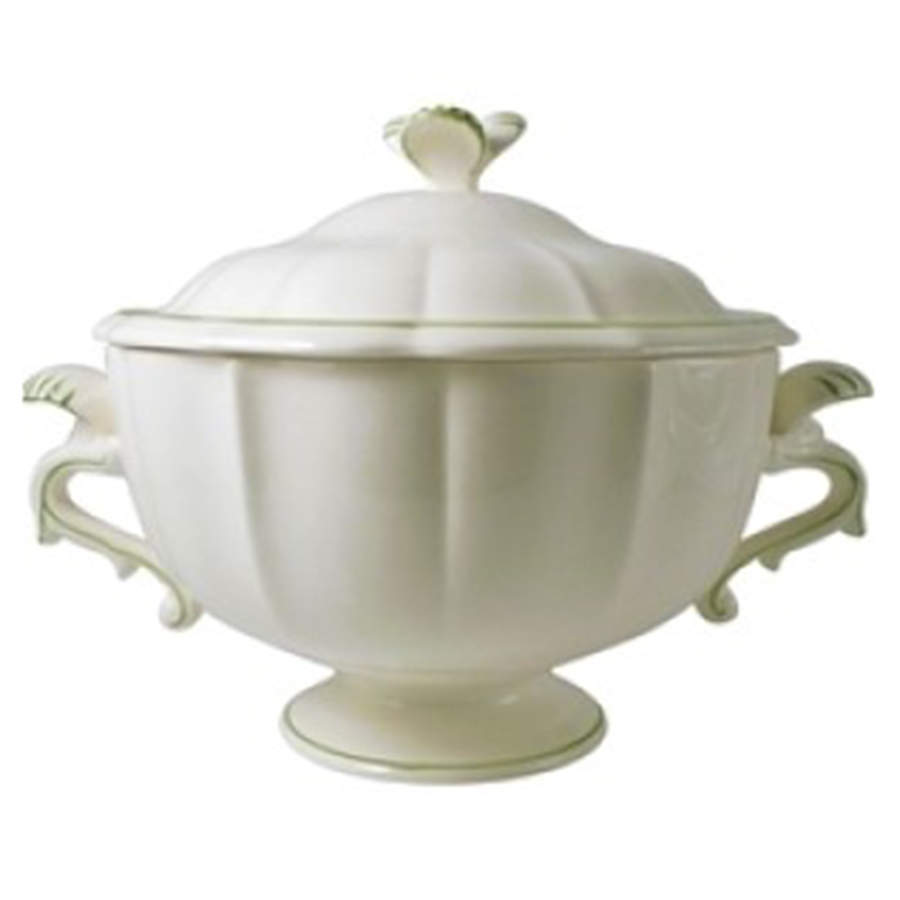 Filets Celadon (Earth Gray-Green) Tureen &  Lid by Faiencerie De Gien-1