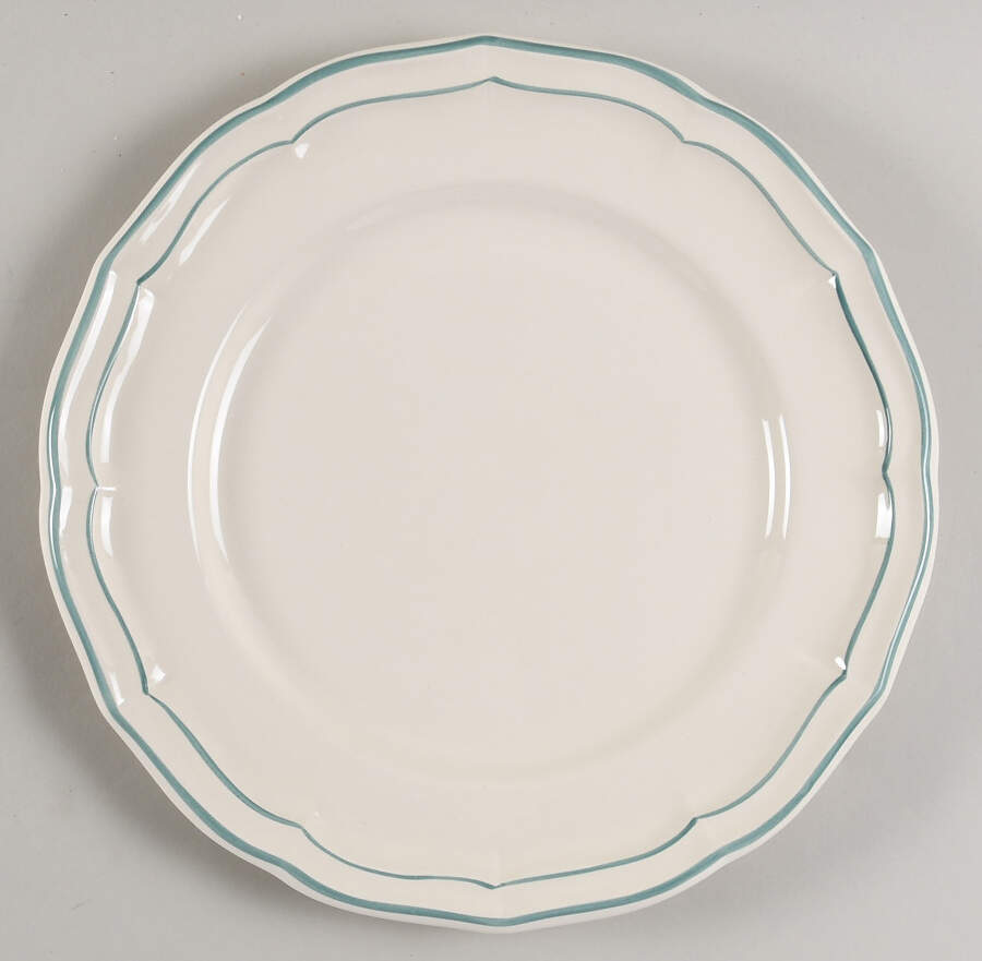 Filets Celadon (Earth Gray-Green) Dinner Plate by Faiencerie De Gien-1