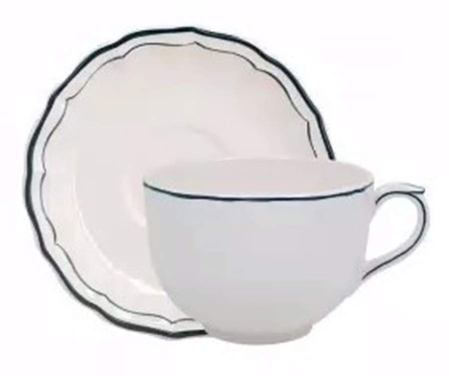 Filets Acapulco (Ocean Blue) Jumbo Cup & Saucer Set by Faiencerie De Gien-1