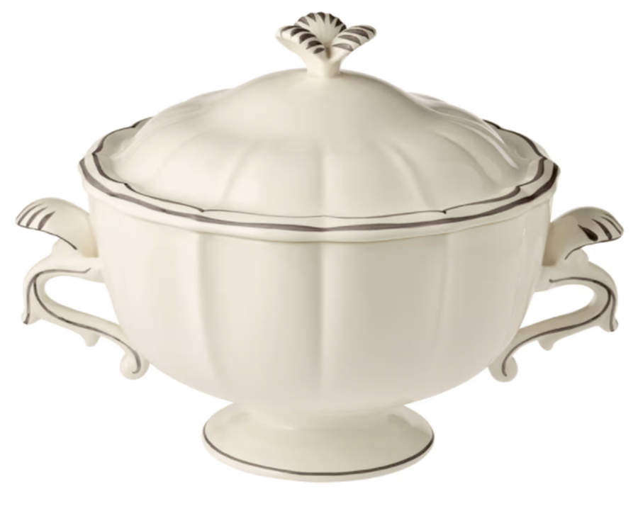 Filets Taupe (Light Brown) Tureen &  Lid by Faiencerie De Gien-1