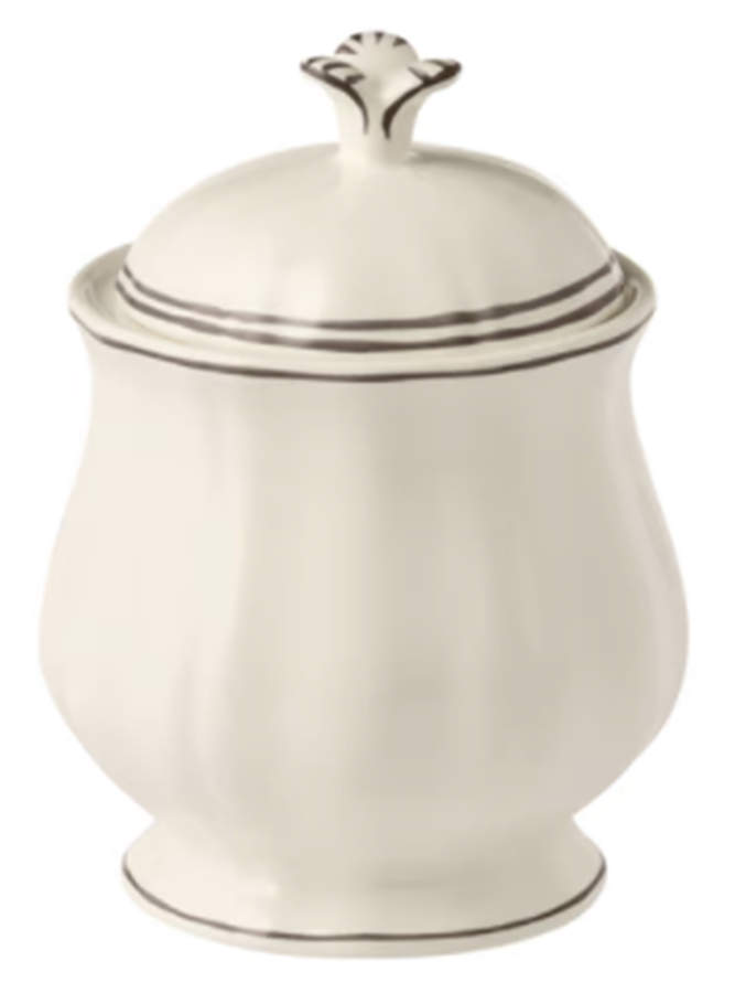 Filets Taupe (Light Brown) Sugar Bowl & Lid by Faiencerie De Gien-1